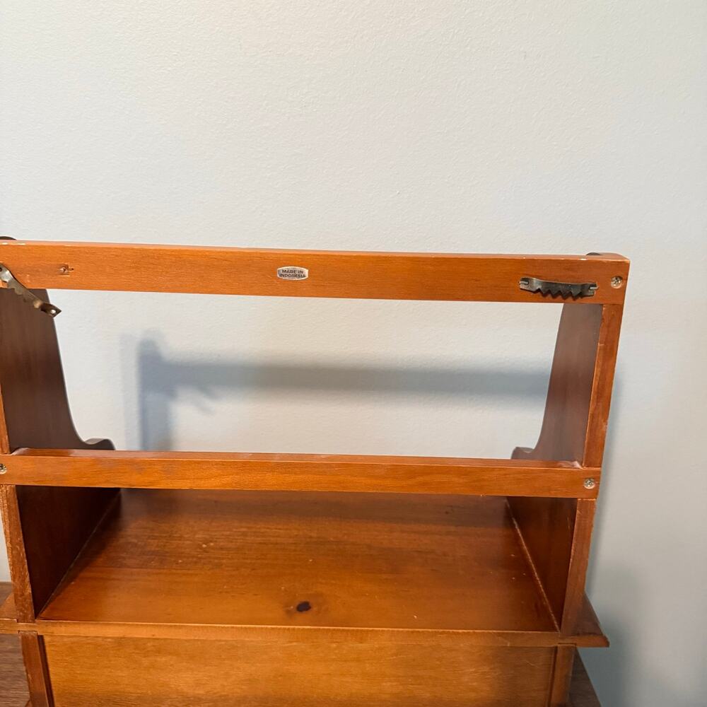 Vintage Wooden Cookbook Holder Stand Organizer 2 Drawers White Knobs - Picture 6 of 15
